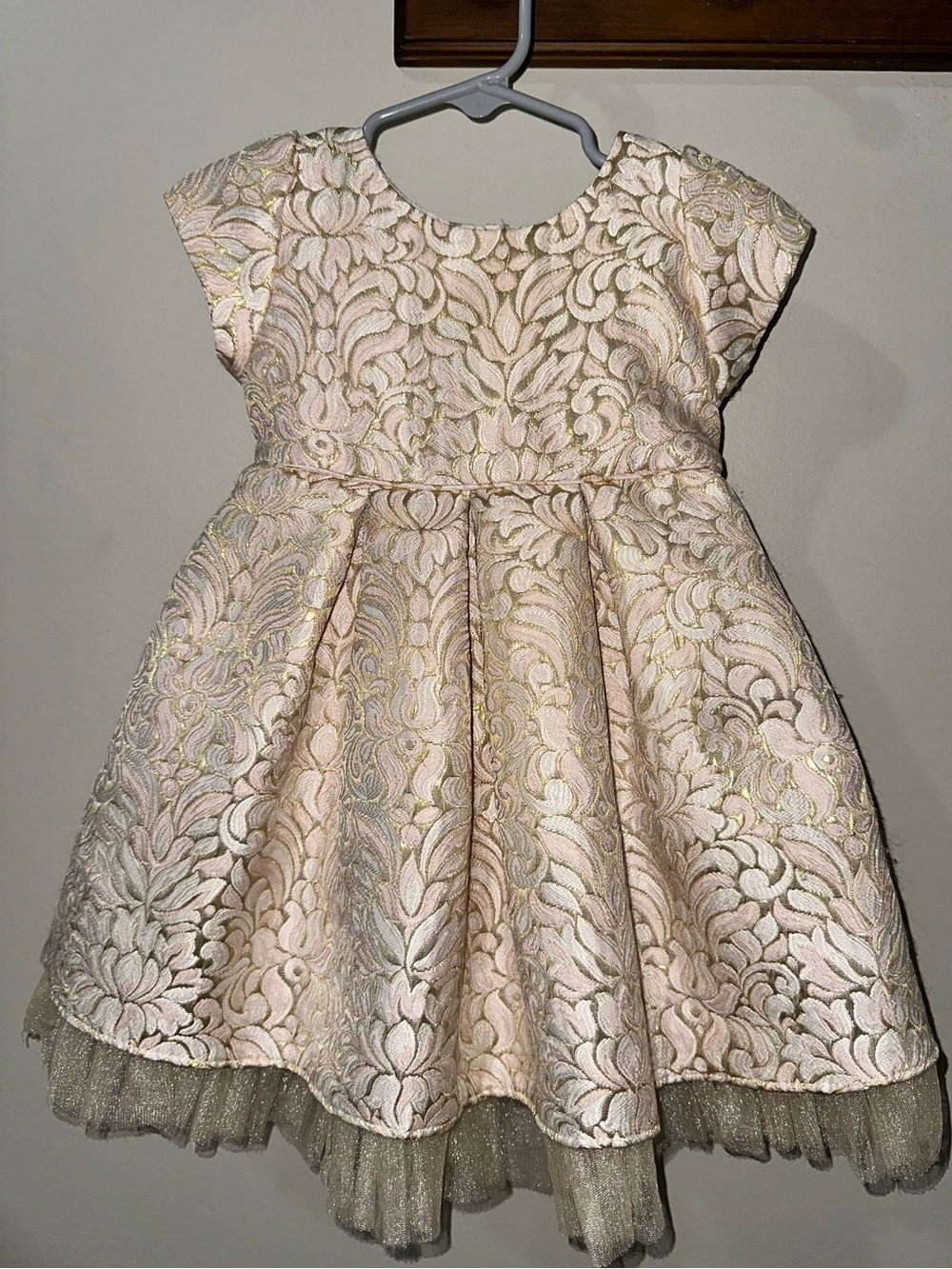 Girls' Pink and Gold Brocade Party Dress 18-24m